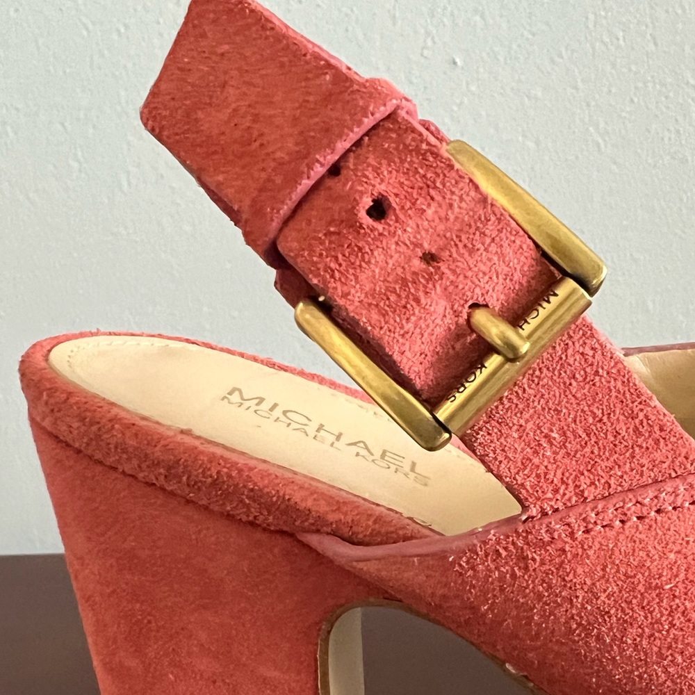 Michael Kors Mariana Sling Cinnamon Suede Size 7M Platform - Picture 13 of 17